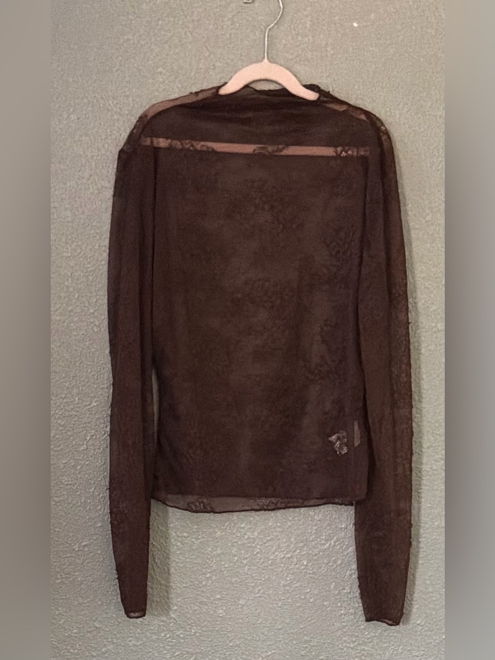 SHEIN Sheer Long-Sleeve Brown Mesh Top